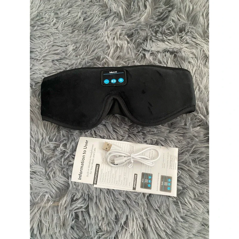 Sleep Mask Sleep Headphones Bluetooth 3D Wireless Music Sleeping Black